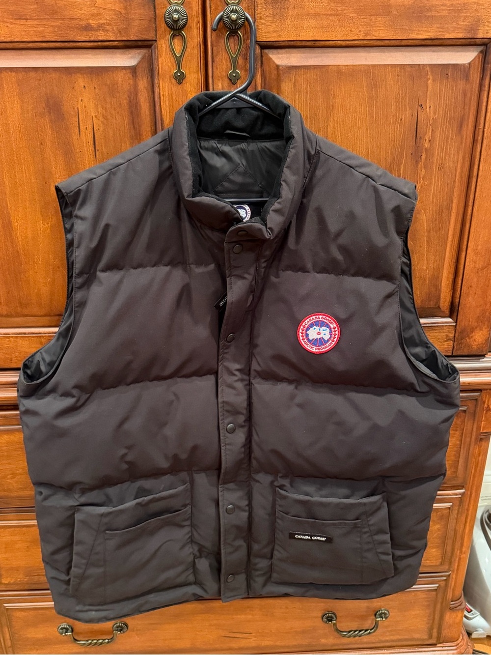 Canada Goose Black Quilted Down Vest with Logo Patch